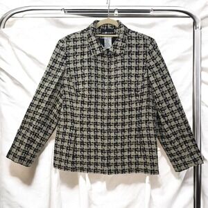 Sag‎ Harbor Tweed Blazer Jacket Metallic Accents Career Wear Woman 10 Full Zip